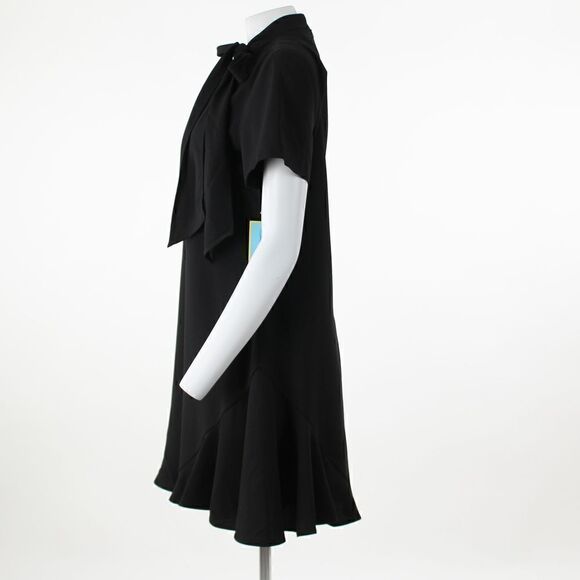 CeCe Bow Neck Short Sleeve Dress in Rich Black - Picture 4 of 5